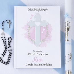 Biblia - Pamiątka Chrztu - Krzyż z sercem