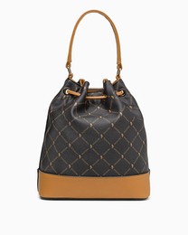 Torebka damska typu worek Puccini Monogram BLXP0053M-2 brązowa