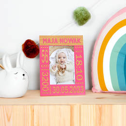 Ramka na zdjęcia "metryczka" dla dziewczynki