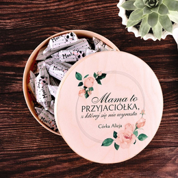 Drewniane pudełko z krówkami dla mamy