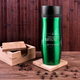 Kubek termiczny zielony - wyciągamy karteczki