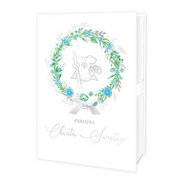 Zestaw: eleganckie pudełko prezentowe z pamiatką i kopertą z okazji Chrztu Świętego