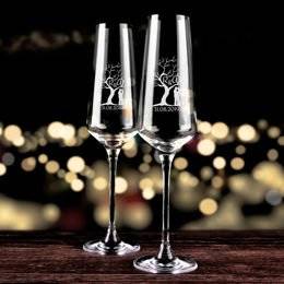 Kieliszki do szampana dla pary - drzewko szczęścia