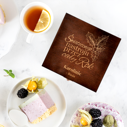 Pudełko z herbatą Lipton z świątecznymi życzeniami i Twoim podpisem.