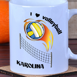 Kubek dla siatkarza z kolorowym nadrukiem "I love volleyball"
