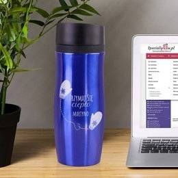 Kubek termiczny niebieski - trzymaj się ciepło