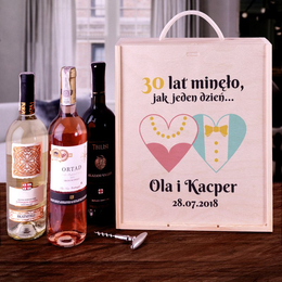 Pudełko na trzy wina dla pary - rocznica