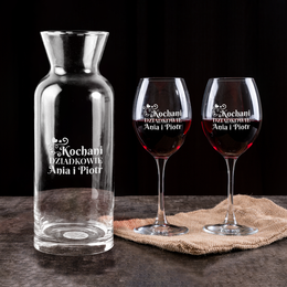 Zestaw karafka i 2 kieliszki do wina -Kochani Dziadkowie