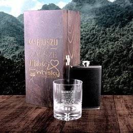 Zestaw piersiówka ze szklanką w grawerowanym pudełku-...żebyś zawsze miał...