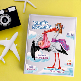 Duży album na zdjęcia dla dziecka - metryczka