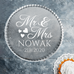 Talerz - Patera szklana z grawerem dla Pary- MR&MS