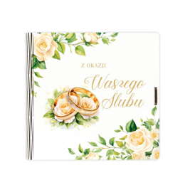 Pamiątka w eleganckim drewnianym pudełku z kopertą z okazji Ślubu - Obrączki