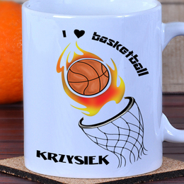 Kubek z kolorowym nadrukiem 'I love basketball'