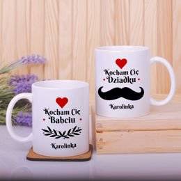 Dwa kubki z nadrukami - Kocham Cię Babciu i Dziadku