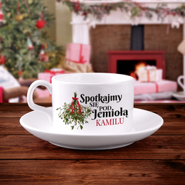 Filiżanka z nadrukiem- Spotkajmy się pod jemiołą