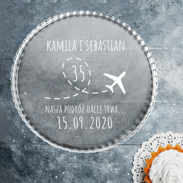 Talerz - Patera szklana z grawerem Rocznica Ślubu - podróż