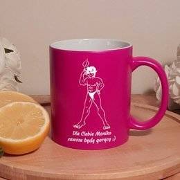 Różowy Kubek z grawerem-...Zawsze gorący