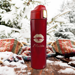 Kubek termiczny 420ml czerwony- USTA z TWOIM IMIENIEM