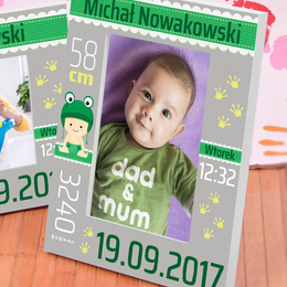 Ramka na zdjęcie- metryczka "żabka"