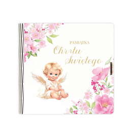 Pamiątka w eleganckim drewnianym pudełku z okazji Chrztu Świętego - Aniołek