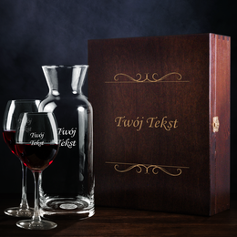 Zestaw pudełko z karafką i 2 kieliszki do wina -Z Twoim Tekstem