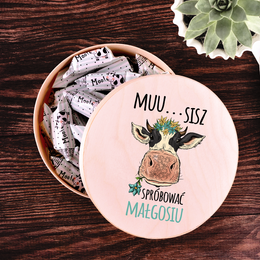 Drewniane pudełko z krówkami -Muu..sisz spróbować