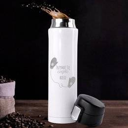Kubek termiczny 450ml biały - Trzymaj się ciepło