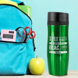 Kubek termiczny zielony - dużo roboty