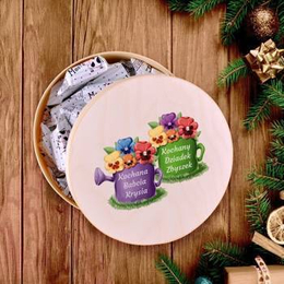 Drewniane pudełko z krówkami  dla Babici i Dziadka