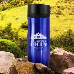 Kubek termiczny niebieski - nie pracuję w godzinach picia