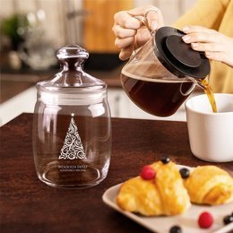 Słoik na słodycze z grawerunkiem choinki- Wesołych Świąt