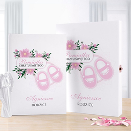 Biblia w pudełku drewaninym - Pamiątka Chrztu Św. - Kwiaty