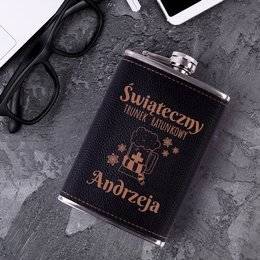 Piersiówka 180ml czarna  - świąteczny trunek ratunkowy