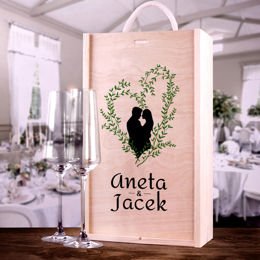 Zestaw ślubny: pudełko z dwoma kieliszkami do szampana - para