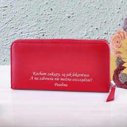 Duży portfel damski LOL czerwony - kocham zakupy