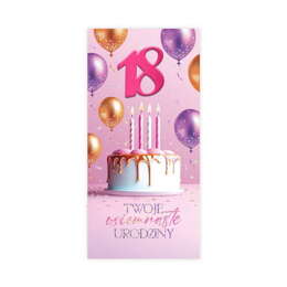 Kartka z okazji 18 urodzin - Tort