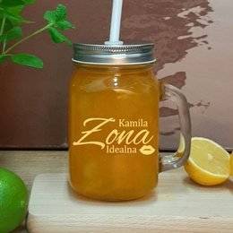 Kubek / Słoik z uszkiem i nakrętką -Dla Żony