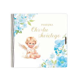 Pamiątka w eleganckim drewnianym pudełku z okazji Chrztu Świętego - Anioł