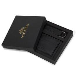 Zestaw męski WITTCHEN etui na karty kredytowe + brelok 26-2S-004-1D czarny -25% ze wzglęgu na inicjały JWM outlet 51
