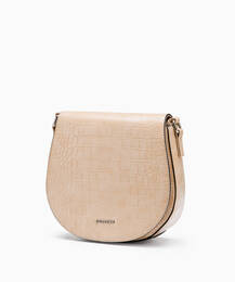 Torebka listonoszka damska croco Puccini BK1241209M-6B ciemnobeżowa