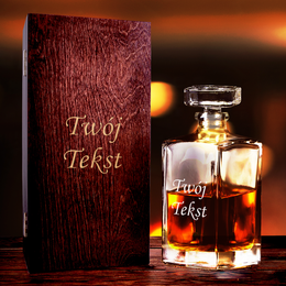 Zestaw prezentowy - Karafka w pudełku drewnianym Twój tekst