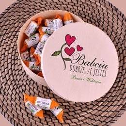 Drewniane pudełko z krówkami dla Babci / dla Dziadka / dla Babci i Dziadka