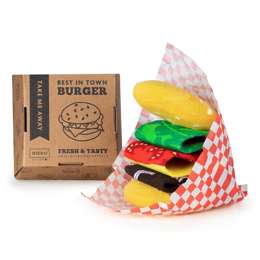 Skarpety damskie SOXO Hamburger w pudełku - kolorowy zabawny prezent