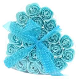 Zestaw 24 Mydlanych Kwiatów w Pudełku - Niebieskie Róże
