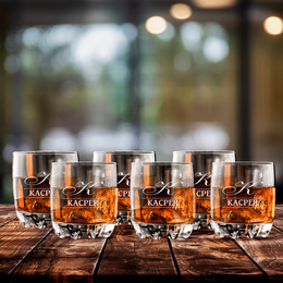 Zestaw 6 szklanek do whisky -Imię + Monogram